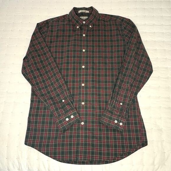 L.L.Bean Wrinkle Free Slightly Fitted Button Down Shirt Men's M | Green | EUC - Picture 4 of 11